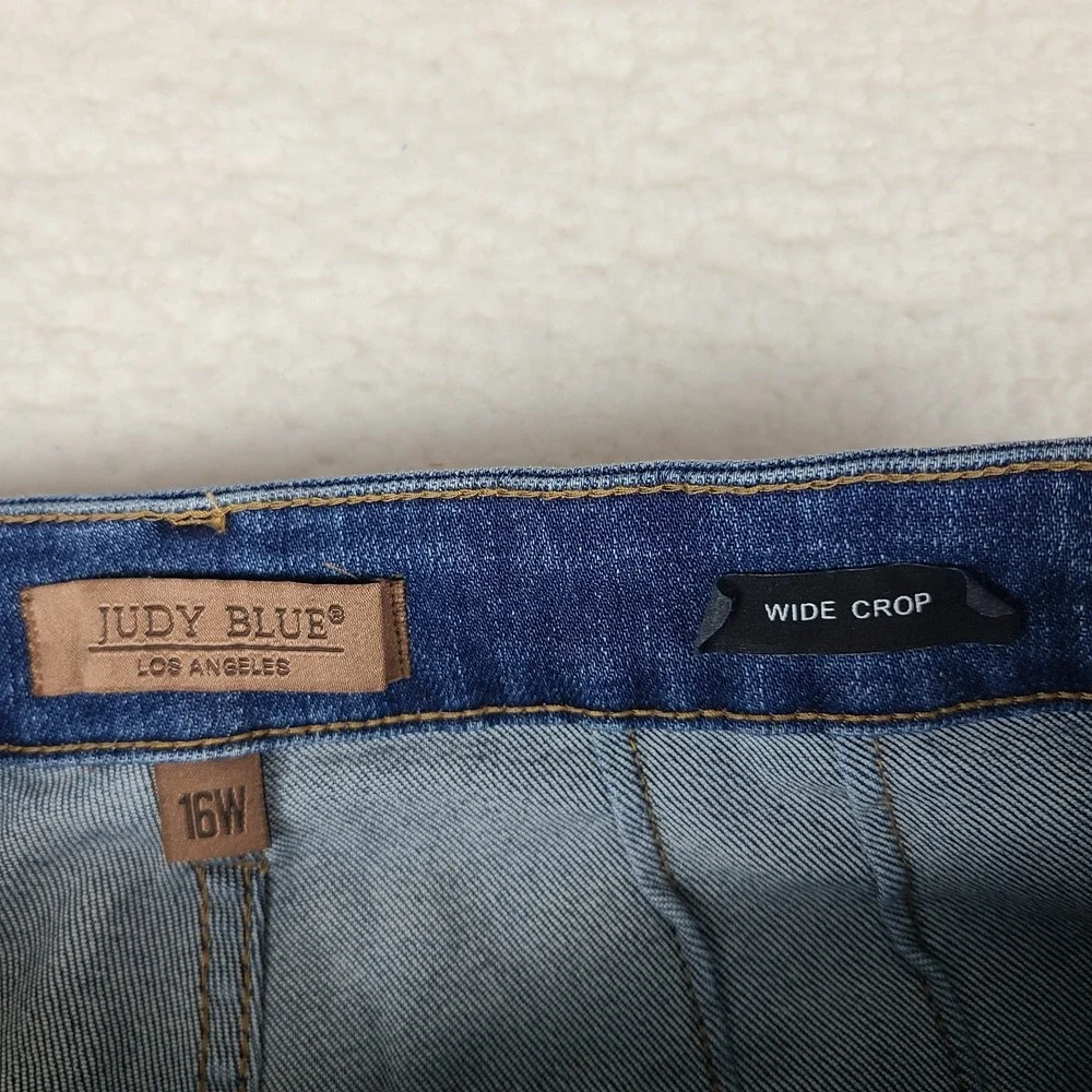 Judy Blue Jeans Womens 16W Blue Wide Leg Crop Dark Wash Denim JB88904